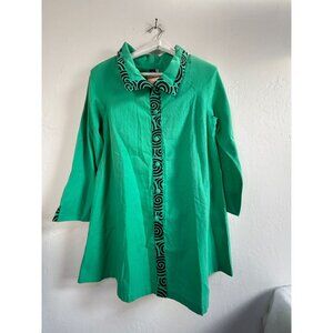Cupcake International Womens Swing Coat Jacket Medium 3/4 Sleeve Green Black New